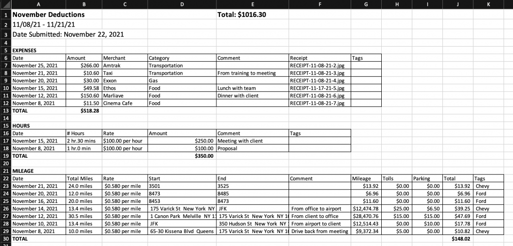 Falcon Expense Report Template in Excel