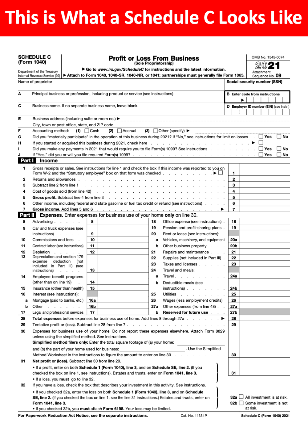 What Is An IRS Schedule C Form 